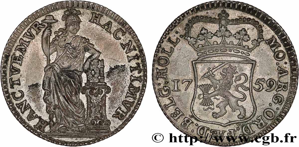 NETHERLANDS - UNITED PROVINCES 1/4 Gulden Hollande 1759  AU 