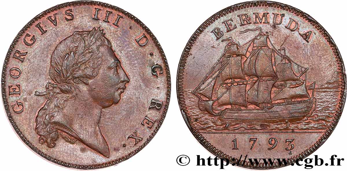 BERMUDA 1 Penny Georges III 1793  SPL 