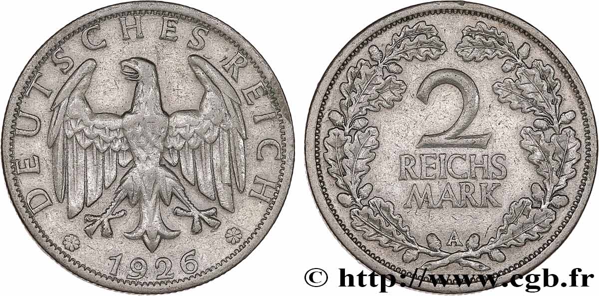 ALLEMAGNE 2 Reichsmark 1926 Berlin TTB