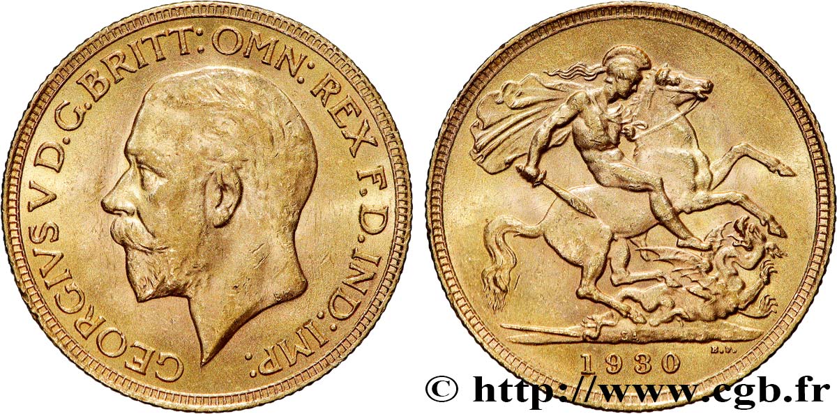 ORO, PALADIO Y PLATINO INVERSIÓN 1 Souverain Georges V 1930 Afrique du Sud MBC+