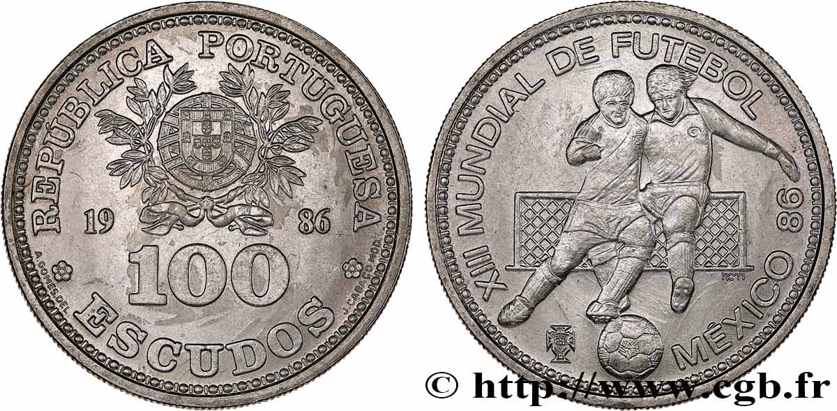 PORTUGAL 100 Escudos XIIIe Mondial de Football 1986 Lisbonne SPL