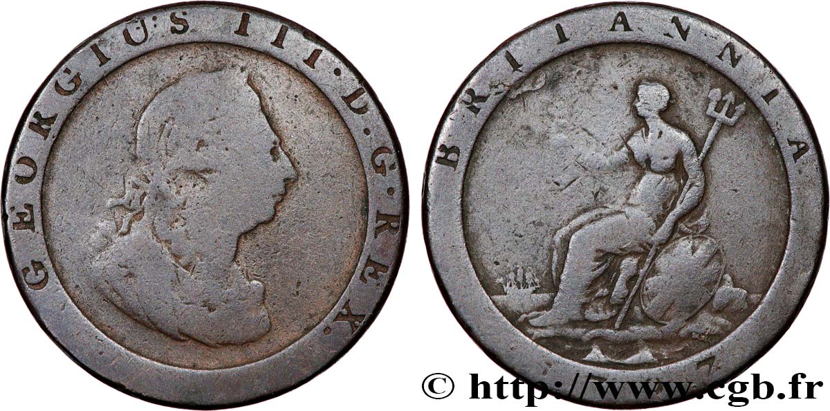 VEREINIGTEN KÖNIGREICH 1 Penny Georges III 1797 Soho S