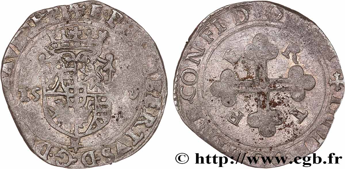DUCATO DI SAVOIA - EMMANUELE FILIBERTO Blanc de 4 sols, 2e type (bianco, o da 4 soldi di II tipo) 1579 Chambéry q.BB 