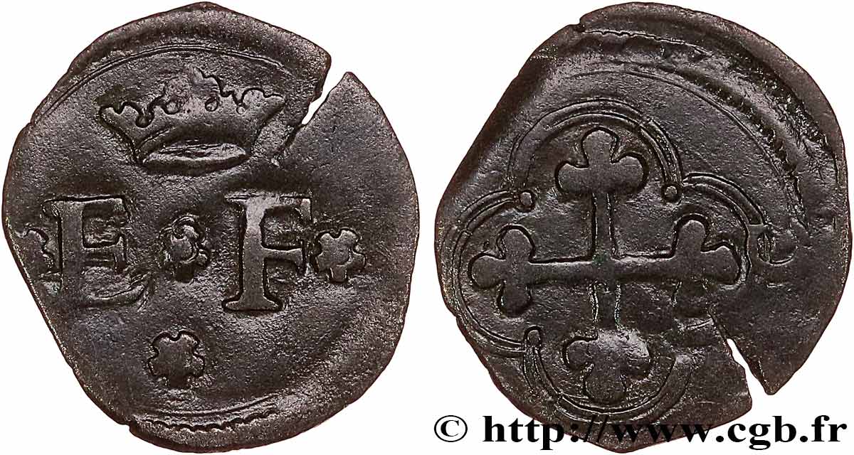 SAVOIE - DUCHÉ DE SAVOIE - EMMANUEL-PHILIBERT DIT  TÊTE DE FER  Quart de sol, 1er type (quarto di soldo, I tipo) s.d. Chambéry TB+