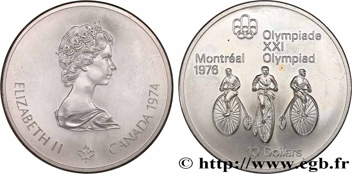 CANADA 10 Dollars JO Montréal 1976 cyclisme 1974 MS