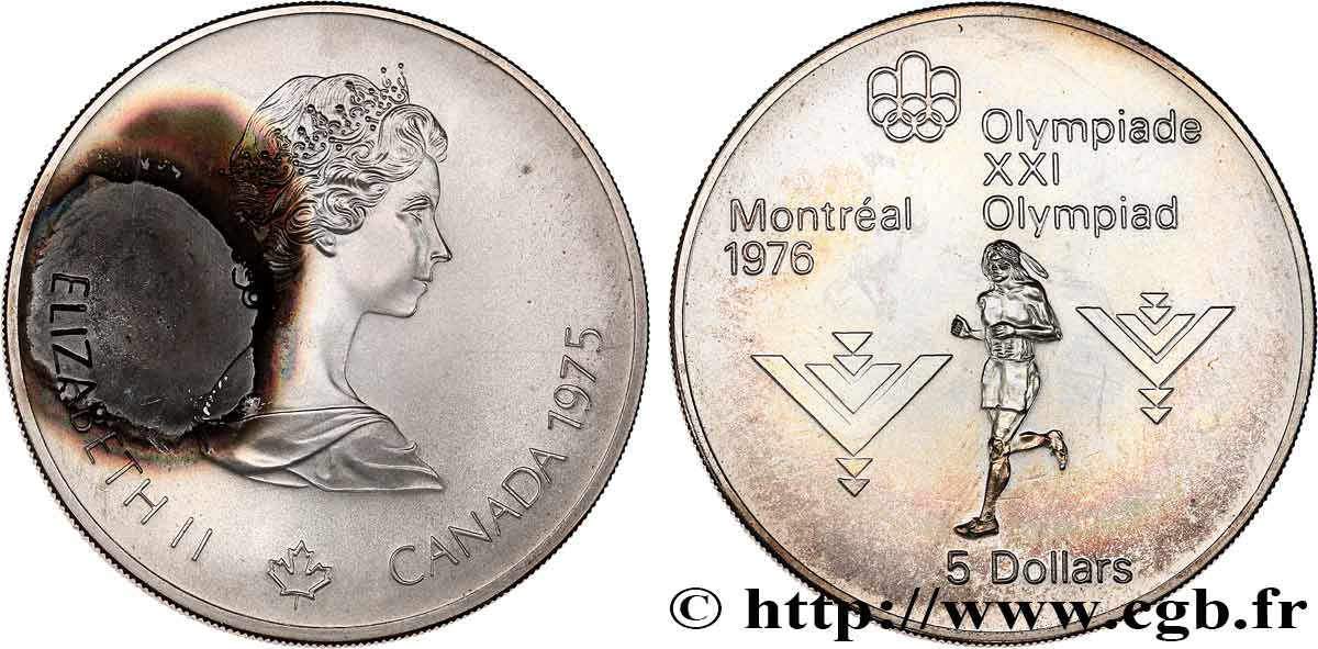 CANADA 5 Dollars JO Montréal 1976 marathon 1975 MS