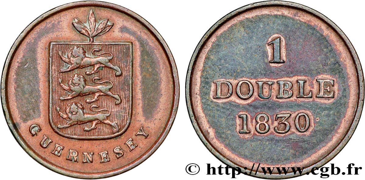 GUERNESEY 1 Double armes du baillage de Guernesey 1830 TTB