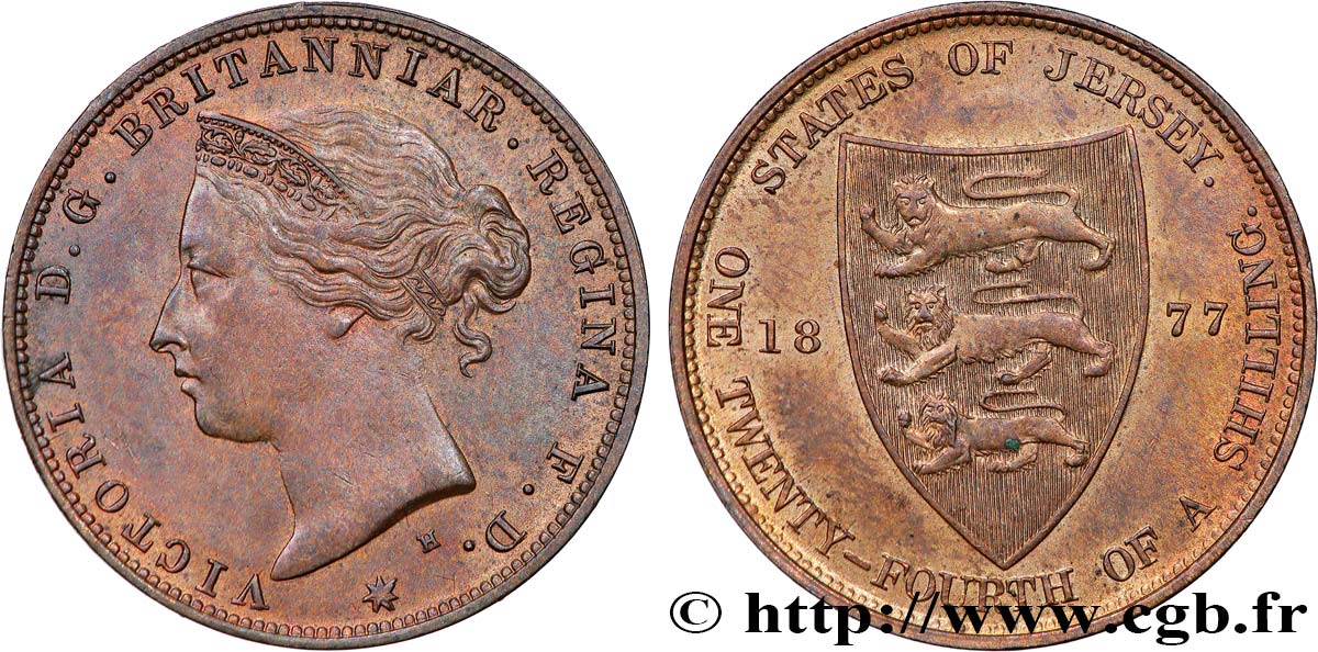 JERSEY 1/24 Shilling Victoria 1877 Heaton AU