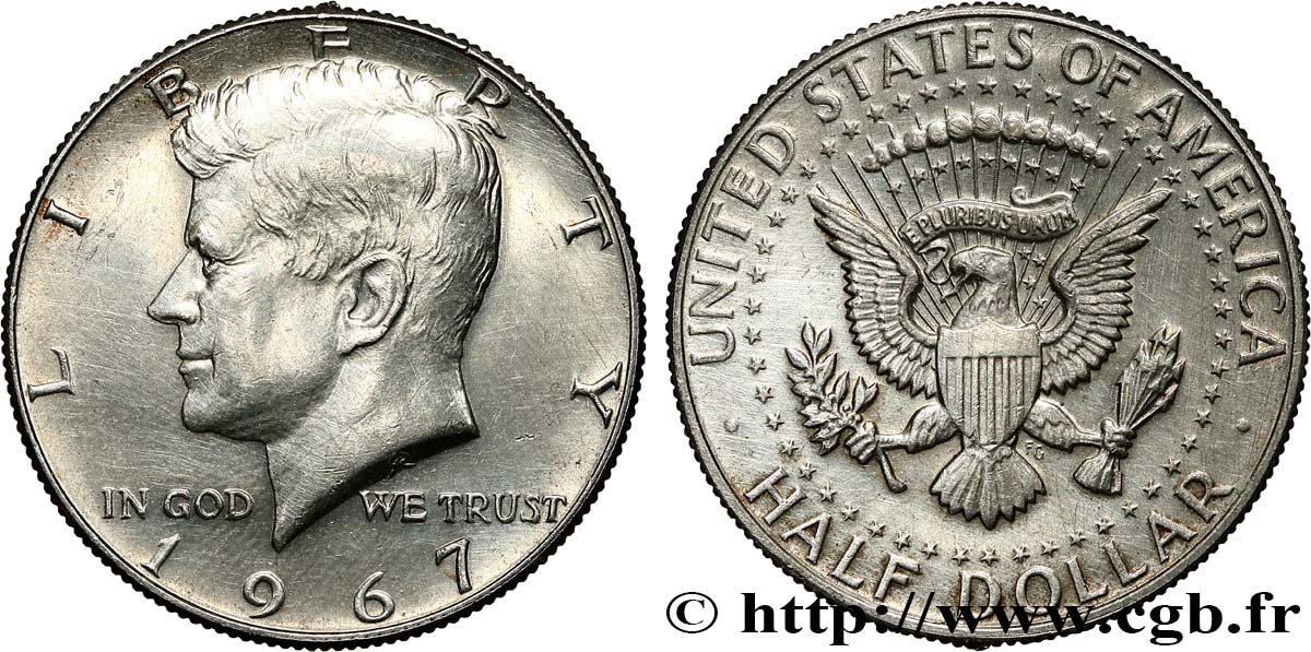 UNITED STATES OF AMERICA 1/2 Dollar Kennedy 1967 Philadelphie AU