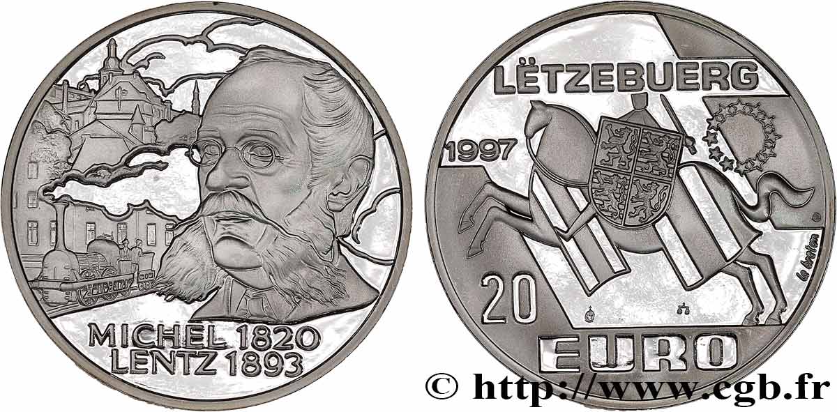 LUXEMBOURG 20 Euro - MICHEL LENTZ 1997  SPL 
