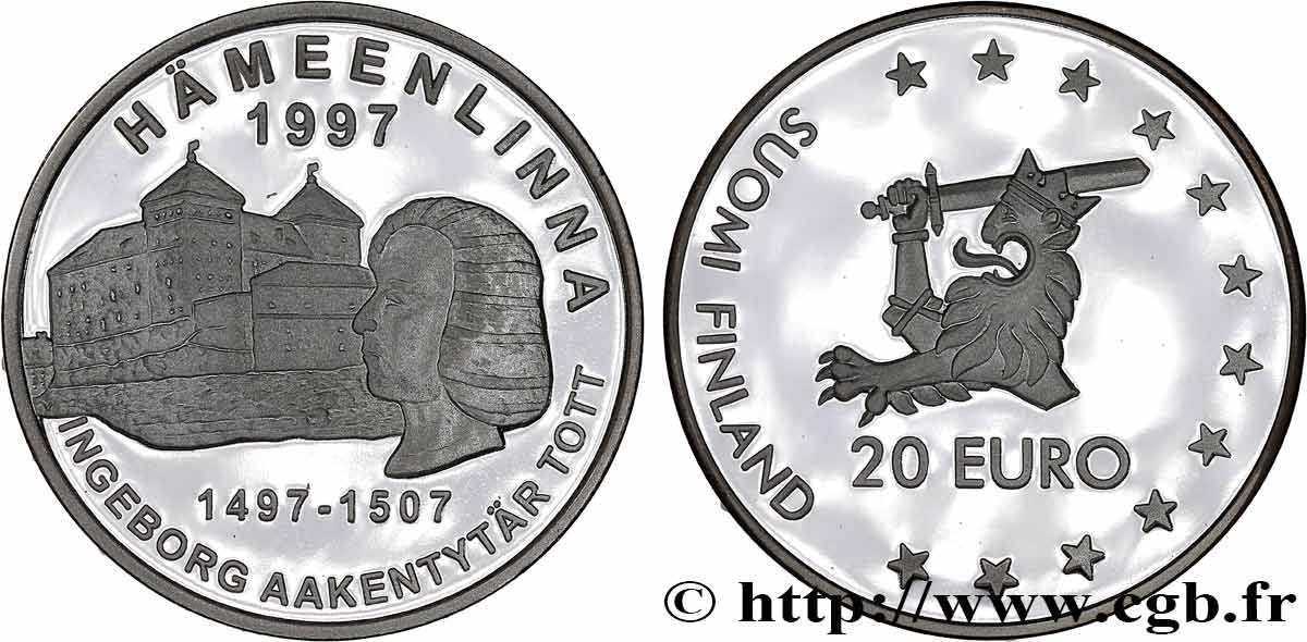 FINLAND 20 Euro Proof CHÂTEAU de HÄME 1997  MS 