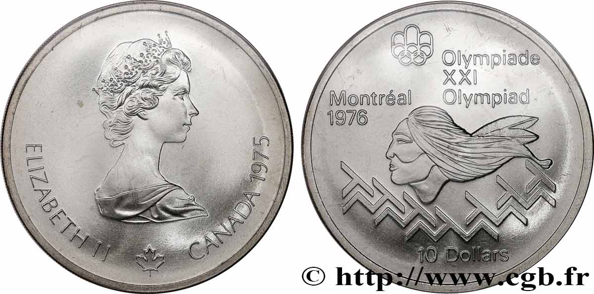 CANADA 10 Dollars JO Montréal 1976 saut d’obstacles hommes / Elisabeth II 1975  MS 