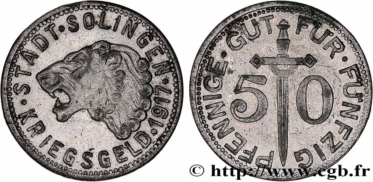ALLEMAGNE - Notgeld 50 Pfennig Solingen 1917  SUP 