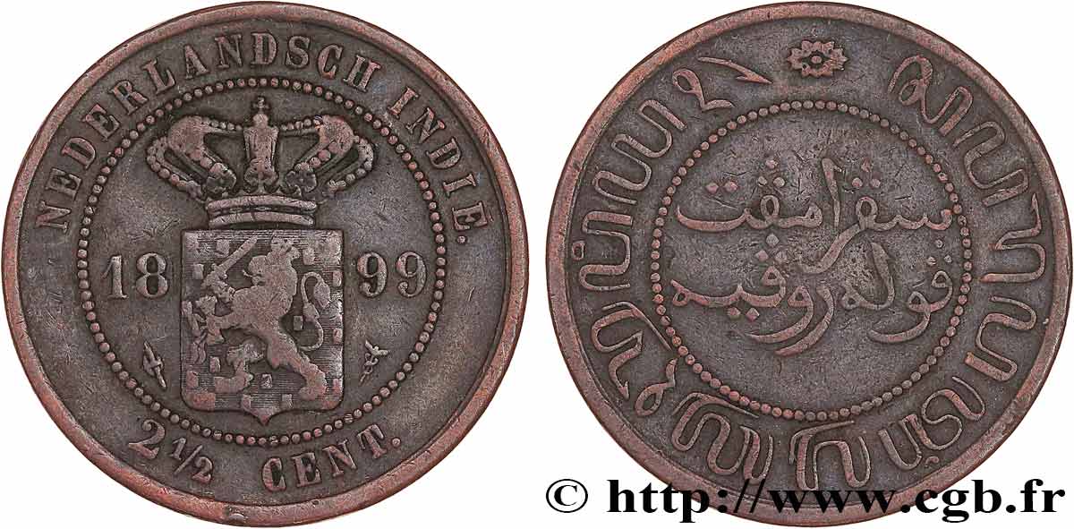 INDES NEERLANDAISES 2 1/2 Cents 1899 Utrecht TB+ 