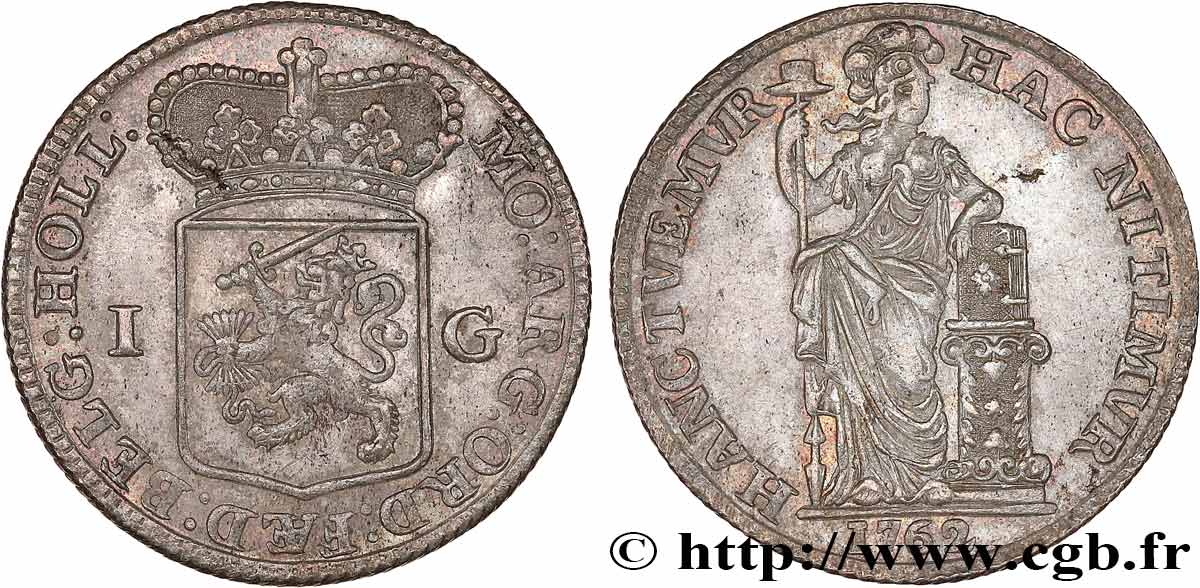 PAíSES BAJOS - PROVINCIAS UNIDAS - HOLANDA 1 Gulden 1762 MBC+