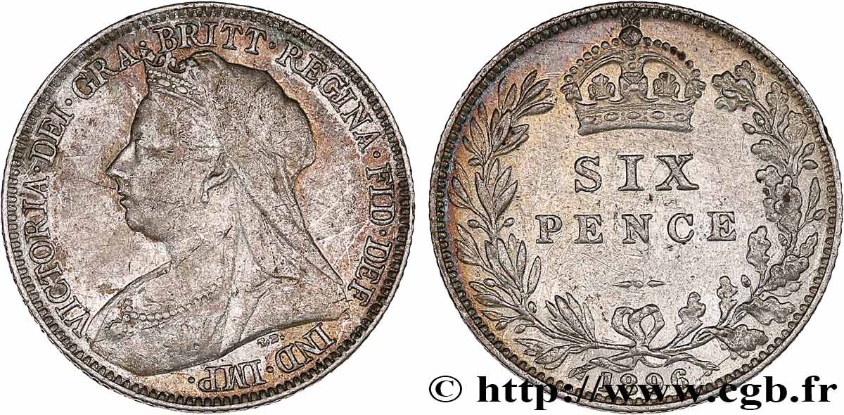 UNITED KINGDOM 6 Pence Victoria “vieille tête” 1896 VF