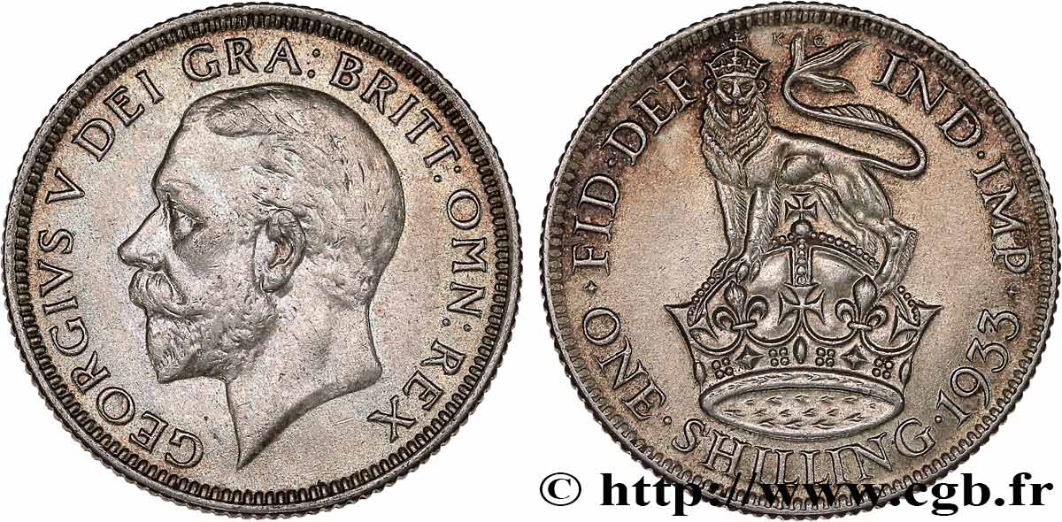 ROYAUME-UNI 1 Shilling Georges V 1933 TTB+