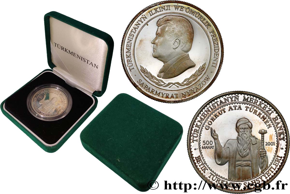 TURKMÉNISTAN 500 Manat Proof Gorkut Ata 2001 British Royal Mint SPL 