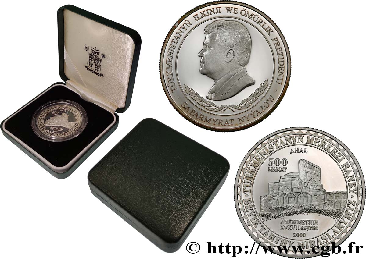 TURKMÉNISTAN 500 Manat Proof Ahal 2000 British Royal Mint FDC 