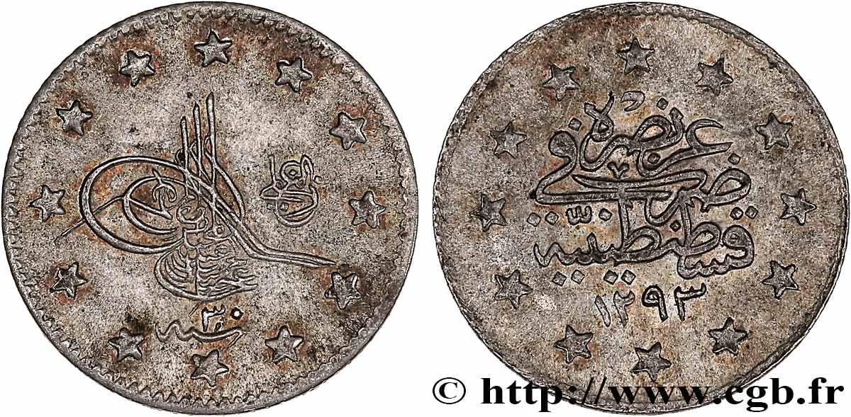 TURCHIA 1 Kurush au nom de Abdul Hamid II AH 1293 an 30 1904 Constantinople BB 