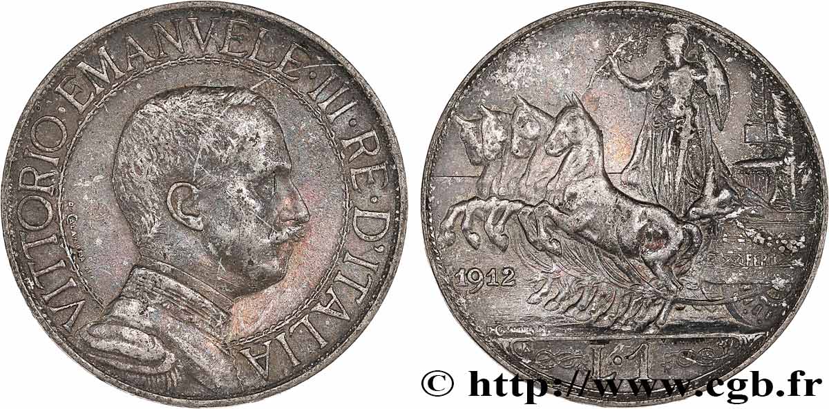 ITALY - KINGDOM OF ITALY - VICTOR-EMMANUEL III 1 Lire  1912 Rome VF 