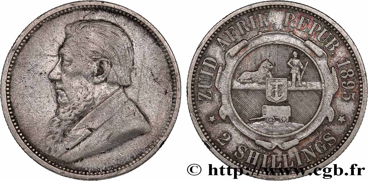 SüDAFRIKA 2 Shillings Président Kruger 1895  fSS 