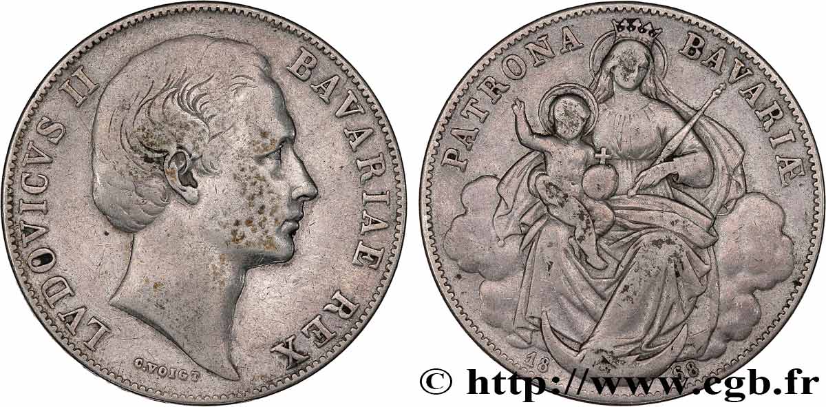 GERMANY - BAVARIA 1 Thaler Louis II 1868 Munich VF 