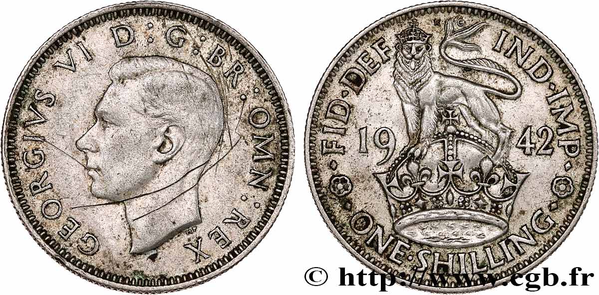 ROYAUME UNI 1 Shilling Georges VI England Reverse 1942 Fwo 777041 Monde