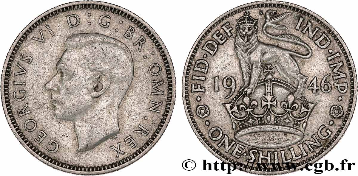 ROYAUME-UNI 1 Shilling Georges VI “England reverse” 1946 TTB