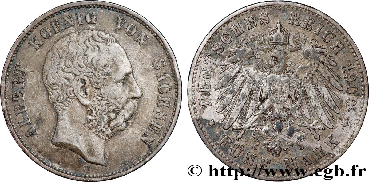 GERMANY - SAXONY 5 Mark Georges 1900 Muldenhütten XF