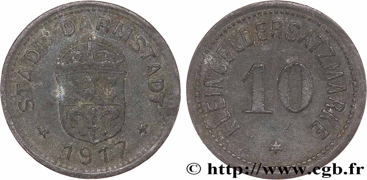 GERMANY - Notgeld 10 Pfennig Darmstadt 1917  XF 