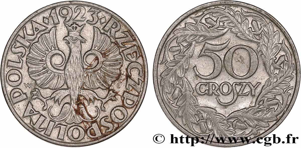 POLAND 50 Groszy 1923 Varsovie XF