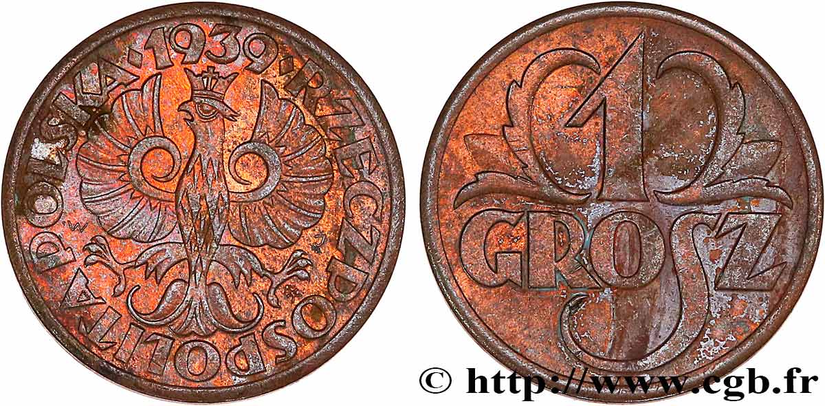 POLAND 1 Grosz 1939 Varsovie AU