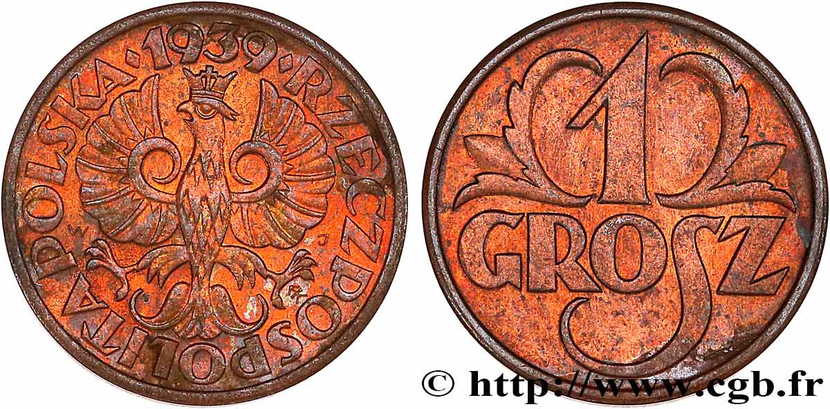 POLAND 1 Grosz 1939 Varsovie AU