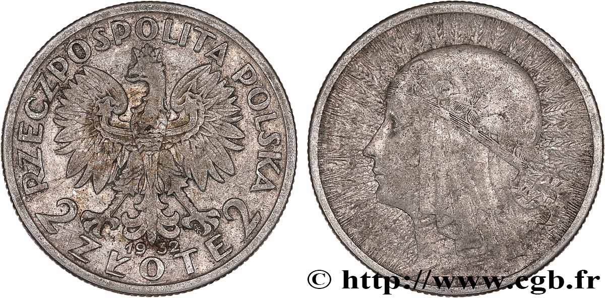 POLOGNE 2 Zlote Reine Jadwiga 1932 Varsovie TB+