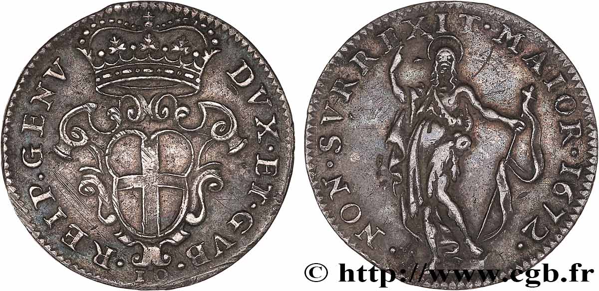 ITALIA - REPUBBLICA DE GENOVA 10 Soldi 1672  BB 