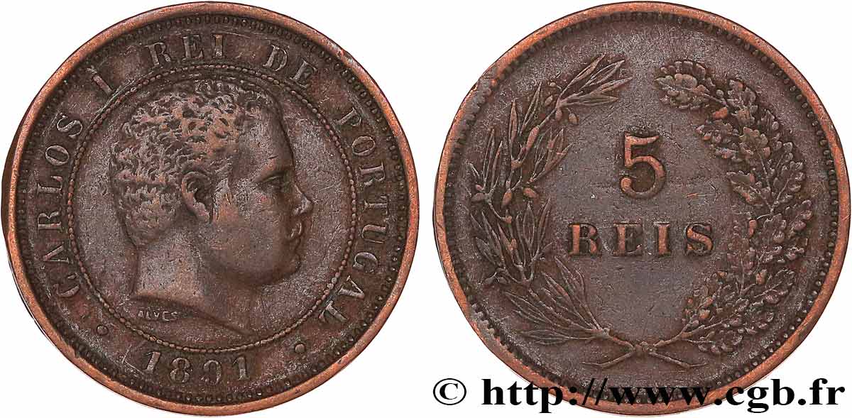 PORTUGAL - KINGDOM OF PORTUGAL - CARLOS I 5 Réis  1891  SS