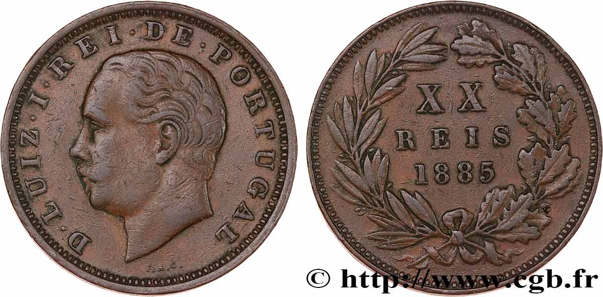 PORTUGAL - ROYAUME DU PORTUGAL - LOUIS Ier 20 Réis  1885  SS