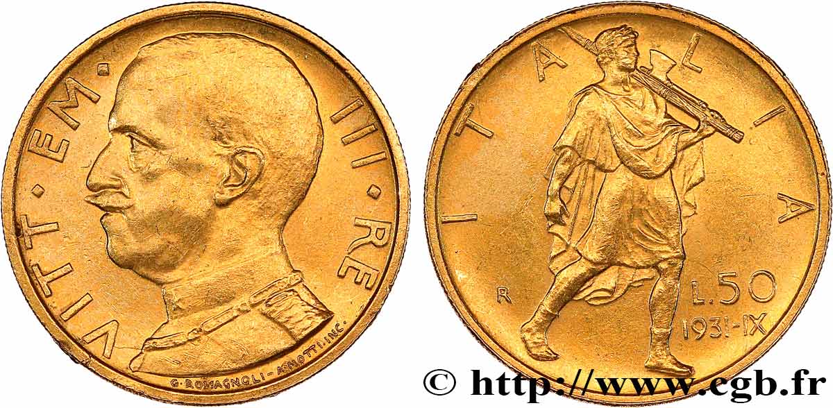 ITALY - KINGDOM OF ITALY - VICTOR-EMMANUEL III 50 Lire 1931 Rome AU 