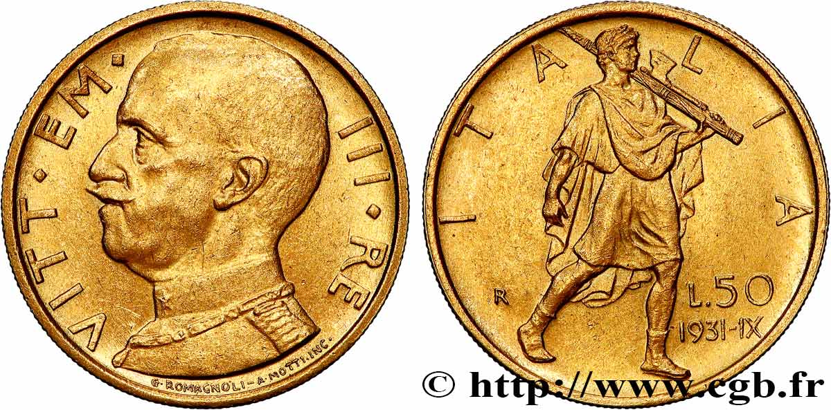 ITALY - KINGDOM OF ITALY - VICTOR-EMMANUEL III 50 Lire 1931 Rome AU 