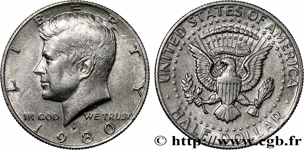 ÉTATS-UNIS D AMÉRIQUE 1/2 Dollar Kennedy 1980 Philadelphie TTB+