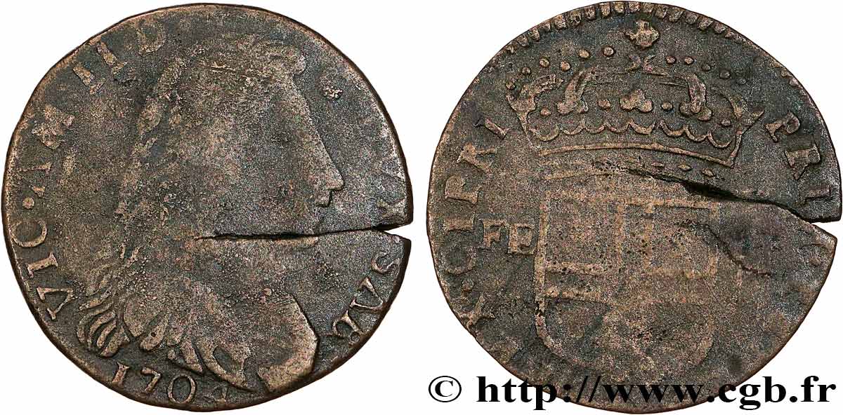 SAVOY - DUCHY OF SAVOY - VICTOR-AMADEUS II 5 sols, 2e type (5 soldi) 1704 Turin VF