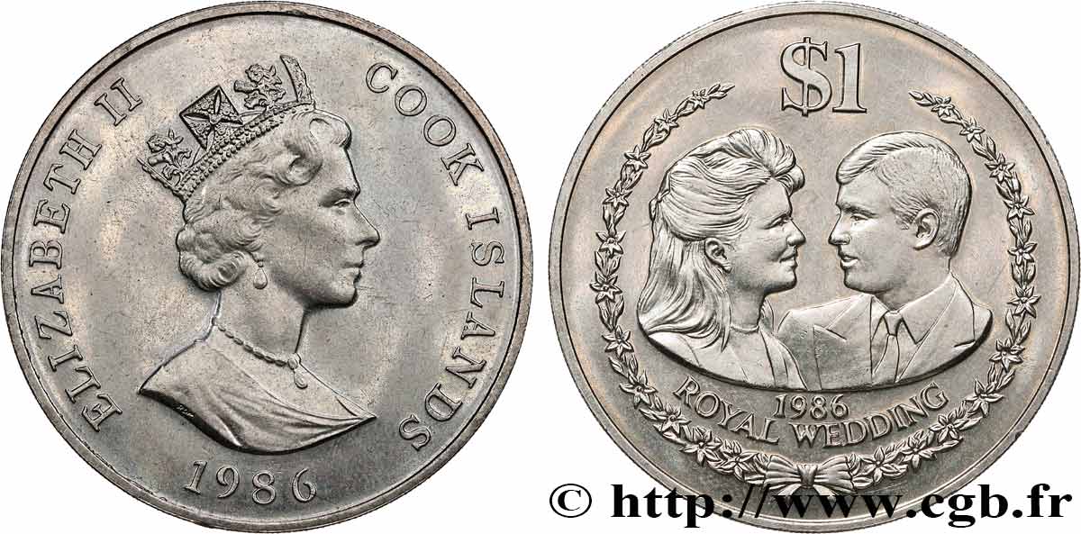 COOK ISLANDS 1 Dollar Mariage du Prince Andrew et de Sarah Ferguson 1986  MS 