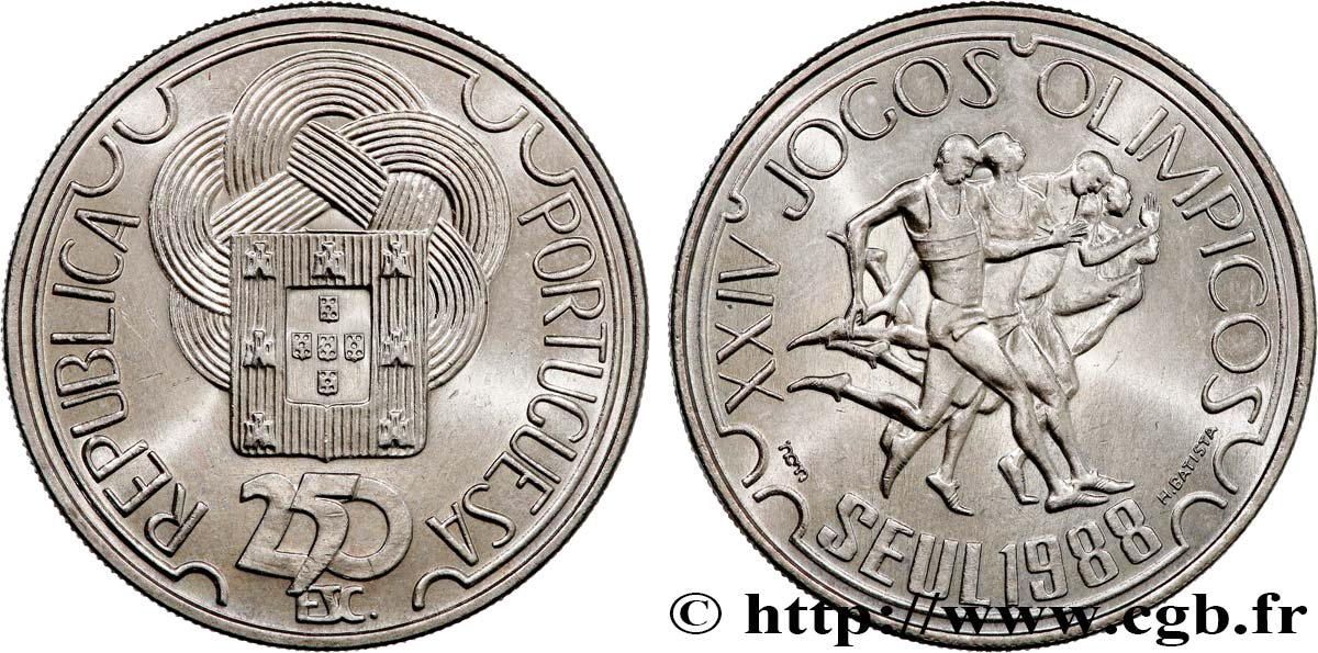 PORTUGAL 250 Escudos J.O de Séoul, coureurs 1988 MS