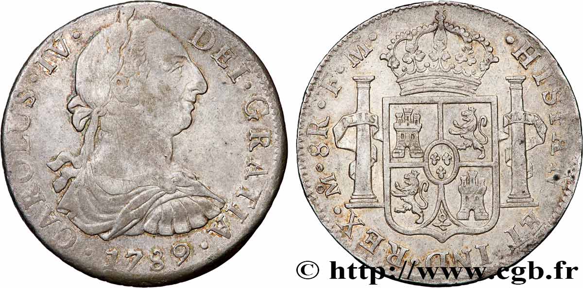 MEXICO - CHARLES IV 8 Reales  1789 Mexico XF/AU 