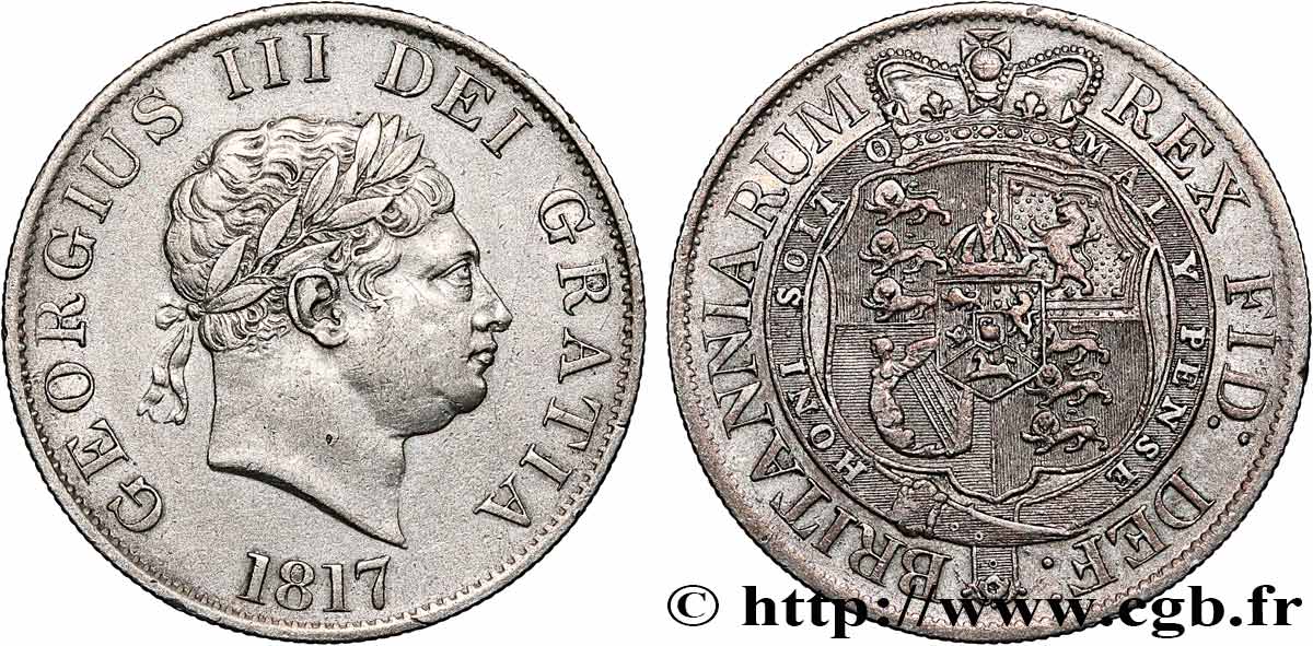GREAT BRITAIN - GEORGE III 1/2 Crown  1817  AU 