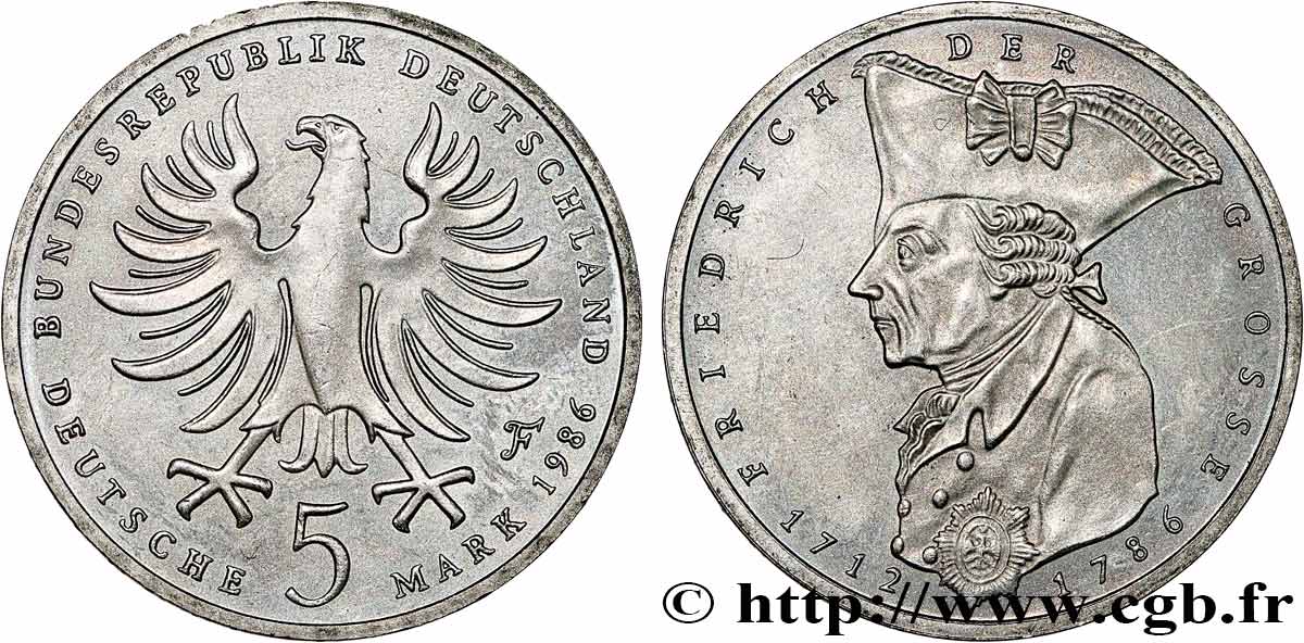 GERMANY 5 Mark Frédéric lI de Prusse 1986 Stuttgart AU