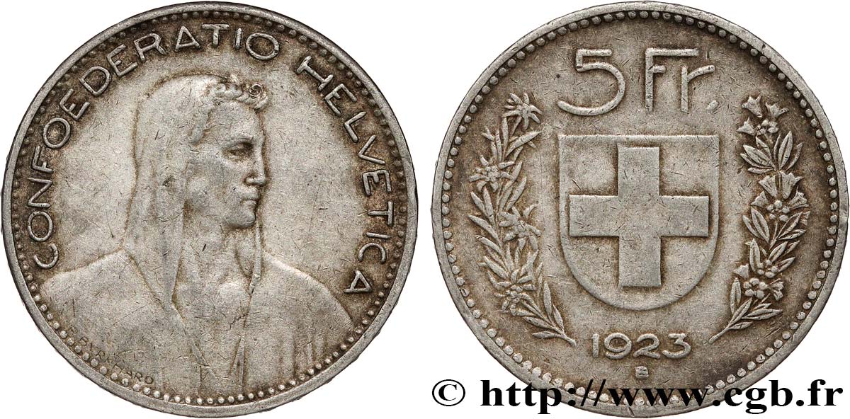 SUISSE 5 Francs Berger 1923 Berne TB 