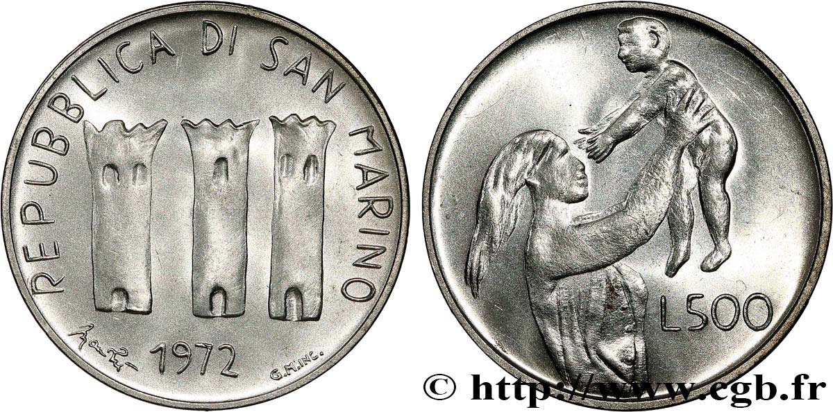 SAINT-MARIN 500 Lire 1972 Rome SPL 