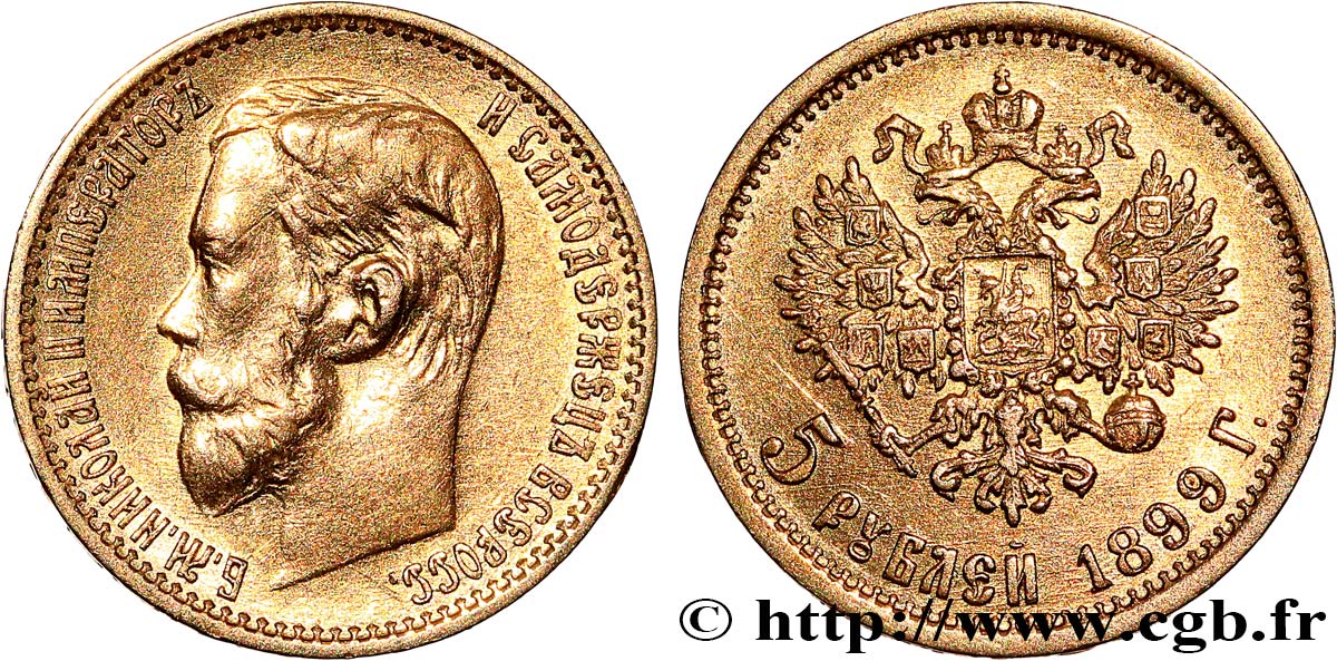 RUSSIE 5 Roubles Nicolas II 1899 Saint-Petersbourg TTB 